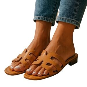 Sam‎ Edelman Women's Almond Patent Bay Slide Sandal Size 7.5